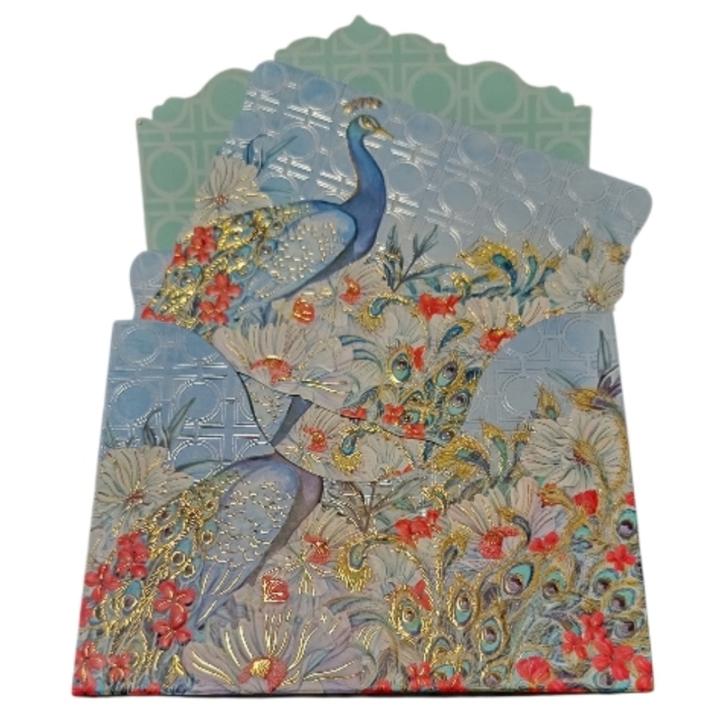 🐦Nicole Tamarin Peacock Design Card & Envelope Set (10 of each) with Box - Picture 2 of 6